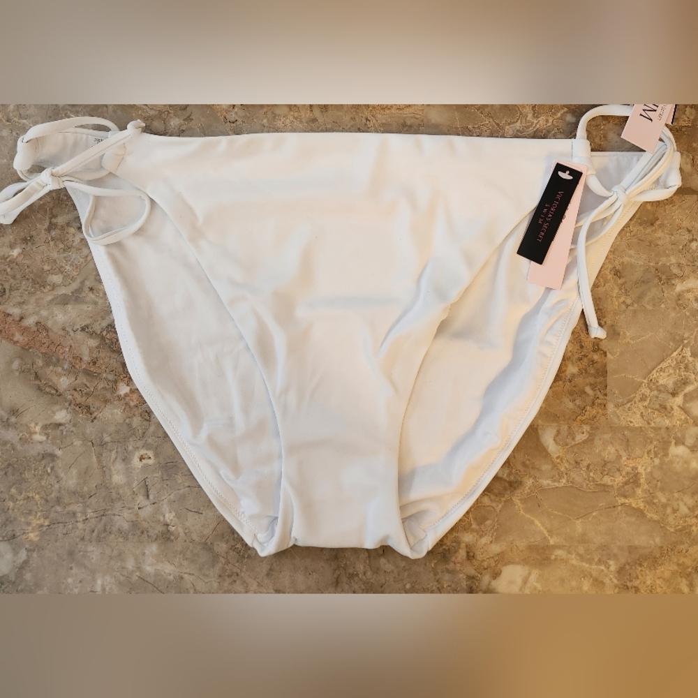 XL XXL VS Swim Side Tie Classic Bikini Bottom White